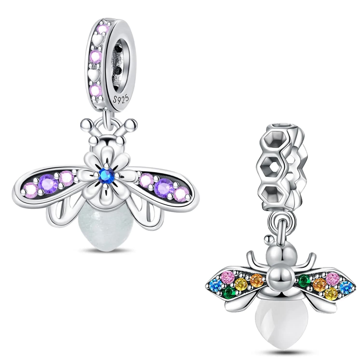 HappyStar 925 Sterling Silver Charm Beads for Bracelets & Necklaces | Unique Dangle Pendants with Spacer Beads (70-120 chars)