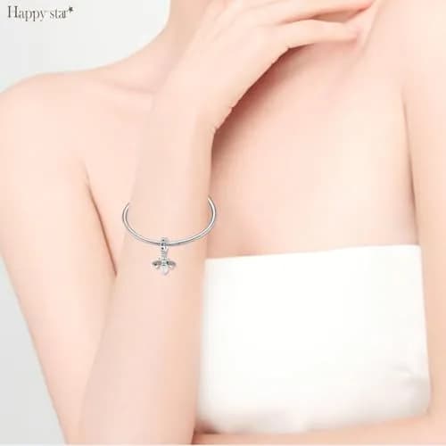 HappyStar 925 Sterling Silver Charm Beads for Bracelets & Necklaces | Unique Dangle Pendants with Spacer Beads (70-120 chars) thumbnail 3