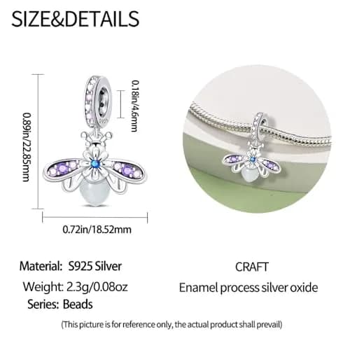 HappyStar 925 Sterling Silver Charm Beads for Bracelets & Necklaces | Unique Dangle Pendants with Spacer Beads (70-120 chars) thumbnail 4
