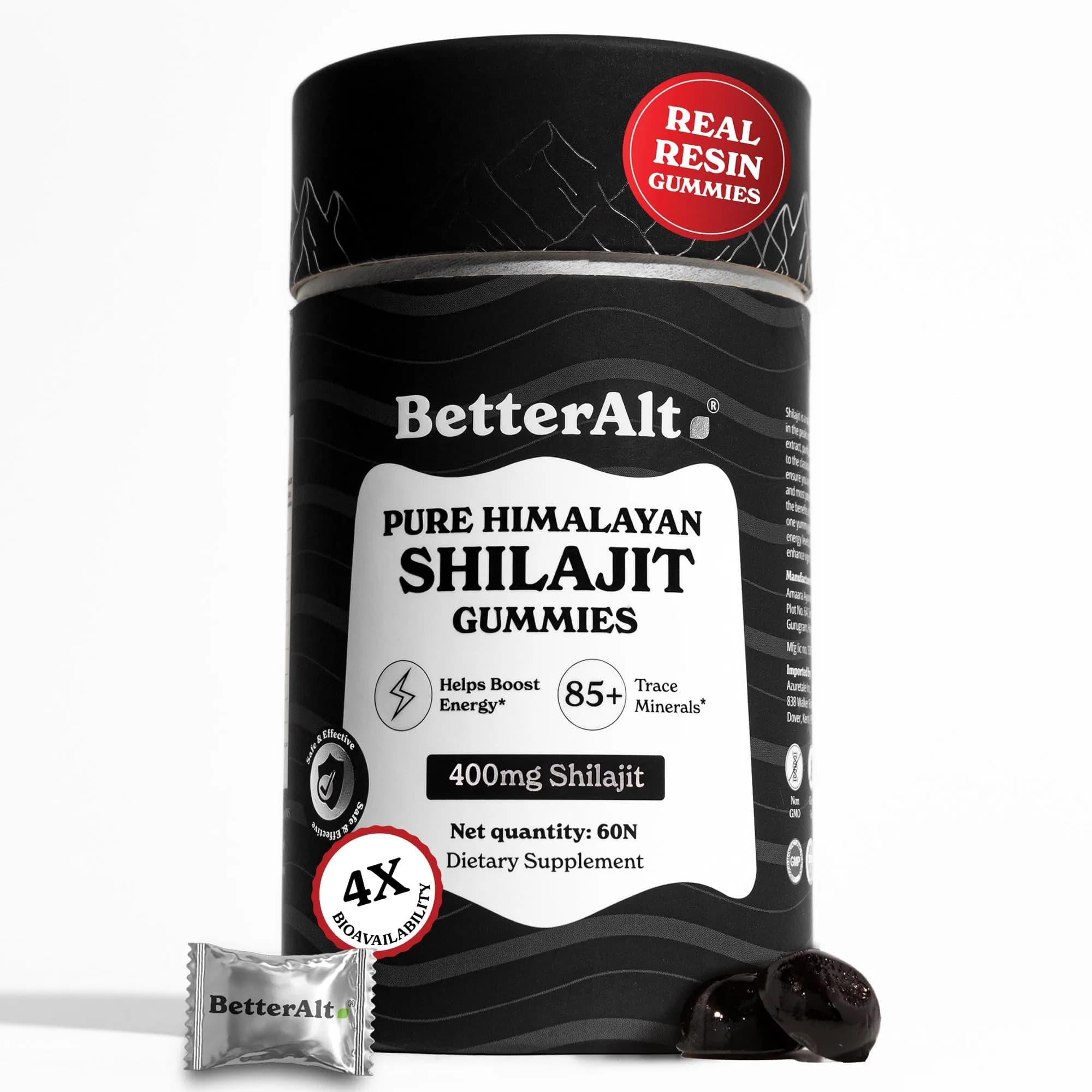 Better Alt Pure Himalayan Shilajit Gummies 60 Count | High Potency Gold Grade | Energy & Immunity Support