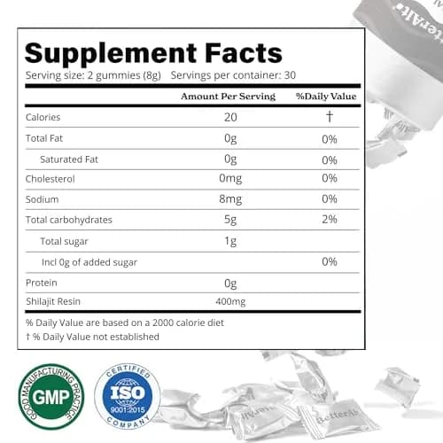 Better Alt Pure Himalayan Shilajit Gummies 60 Count | High Potency Gold Grade | Energy & Immunity Support thumbnail 6