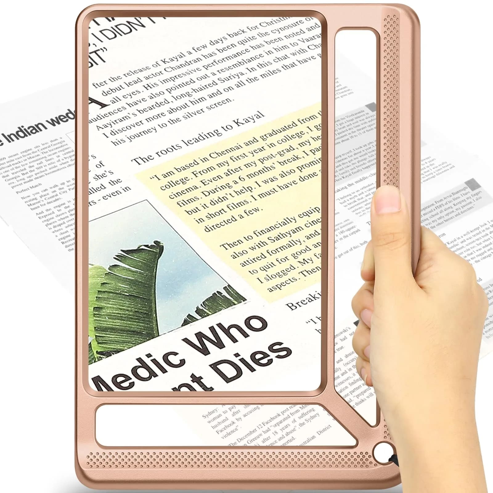 AKKYCVS 5X Full Page Magnifying Glass with Handle | 12.7cm (5 Inch) Viewing Area