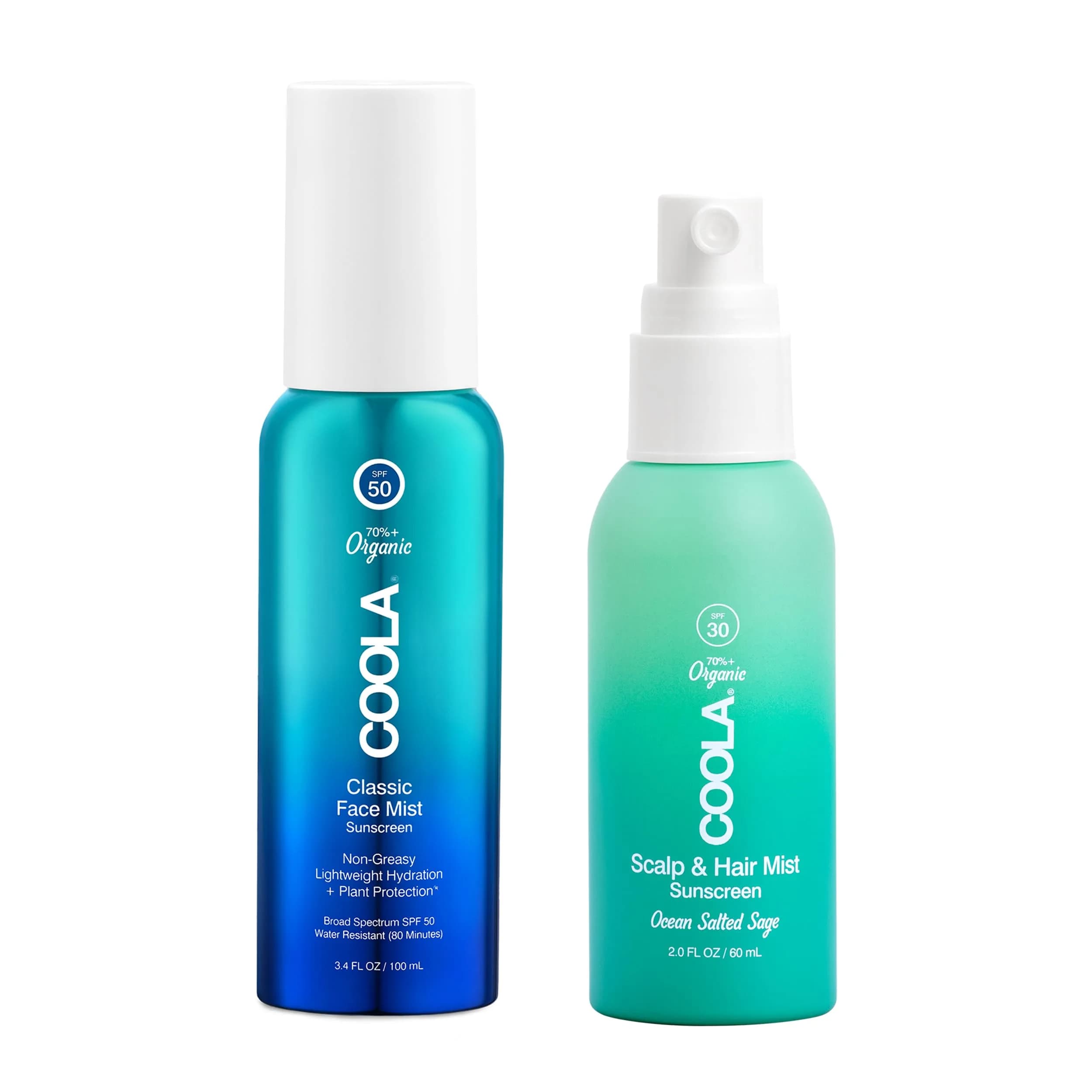 COOLA Scalp Spray SPF 30 and Face Sunscreen SPF 50, 2 Pack | Broad Spectrum Protection for Hair, Scalp & Face — Bundle
