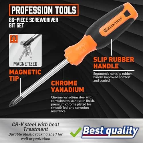 Amartisan 86-Piece Magnetic Screwdriver Set with Case | 3.43 lbs (1.56 kg) Tools for Men thumbnail 3