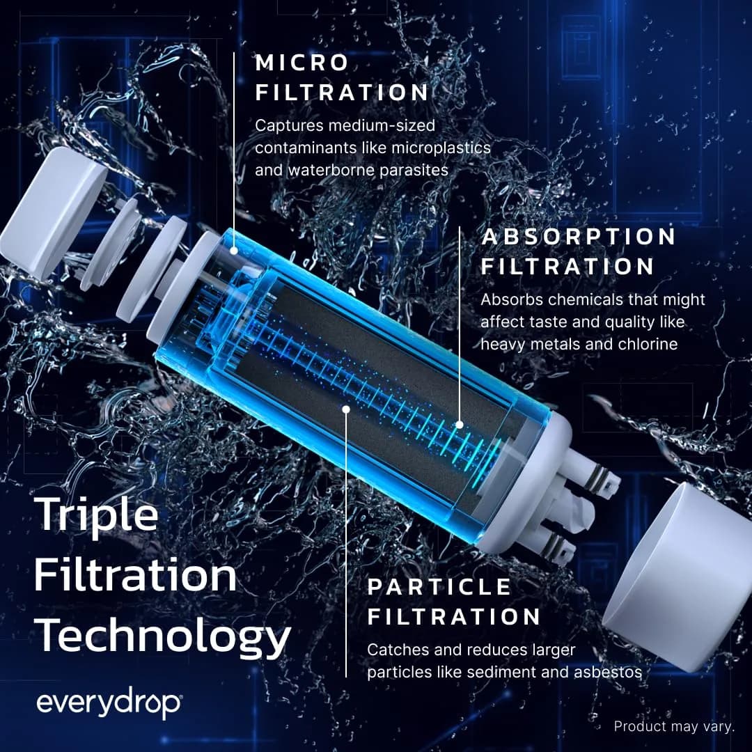 everydrop by Whirlpool Refrigerator Water Filter A EDRARXD1 220V Compatible 1-Pack | NSF Certified to Reduce 75 Contaminants - view 3