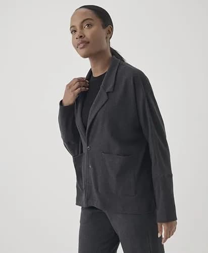 Pact Organic Cotton Women's Relaxed Blazer Charcoal Heather | Breathable, Sustainable Fit (70-120 chars) thumbnail 6