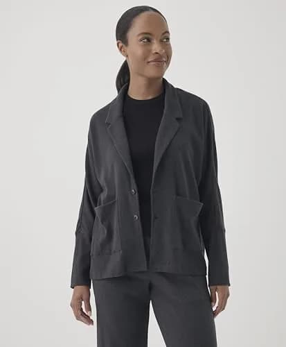 Pact Organic Cotton Women's Relaxed Blazer Charcoal Heather | Breathable, Sustainable Fit thumbnail 5