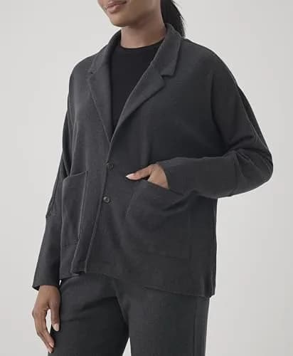 Pact Organic Cotton Women's Relaxed Blazer Charcoal Heather | Breathable, Sustainable Fit thumbnail 8