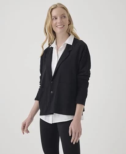 Pact Organic Cotton Women's Relaxed Blazer Black | Breathable, Sustainable Fit (70-120 chars) thumbnail 4