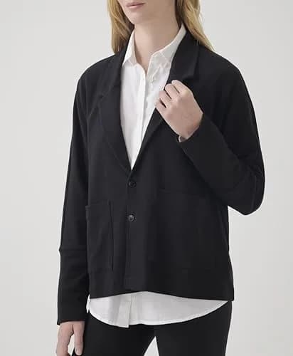 Pact Organic Cotton Women's Relaxed Blazer Black | Breathable, Sustainable Fit (70-120 chars) thumbnail 6