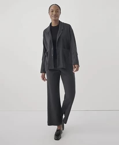Pact Organic Cotton Women's Relaxed Blazer Charcoal Heather | Sustainable, Comfortable Fit, Machine Washable thumbnail 4