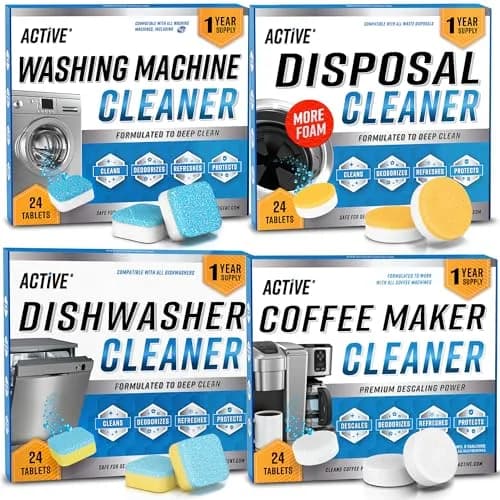 ACTIVE Washer Dishwasher Disposal & Coffee Cleaner Tablets 96 Tabs (2.27 kg / 5 lb) | Year Supply for All Appliances thumbnail 1