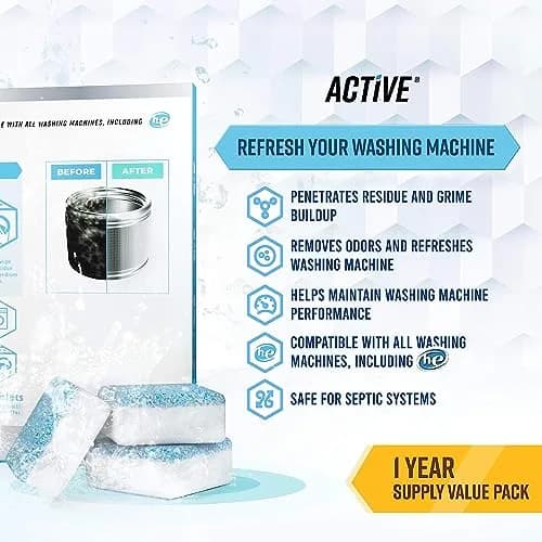 ACTIVE Washer Dishwasher Disposal & Coffee Cleaner Tablets 96 Tabs (2.27 kg / 5 lb) | Year Supply for All Appliances thumbnail 2