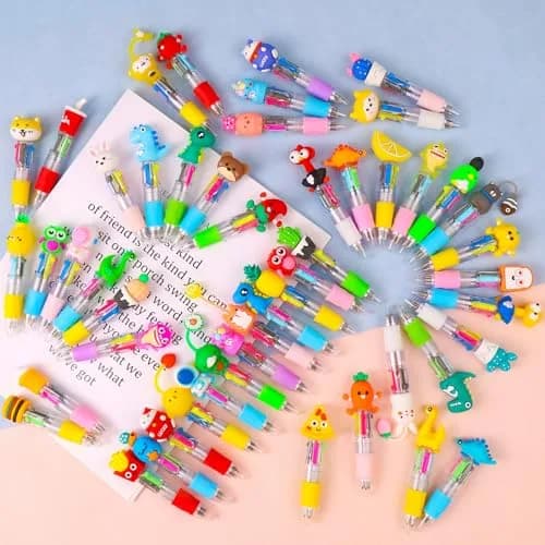 CZWZ 50Pcs Mini Multicolor Pens in One 4-in-1 Cute Pens Bulk for Kids, Ballpoint Pen for Birthdays and Children's Parties, Fun Pen Gifts Assorted Ink Kawaii Pen | 50 vibrant patterns, perfect for kids & parties thumbnail 2