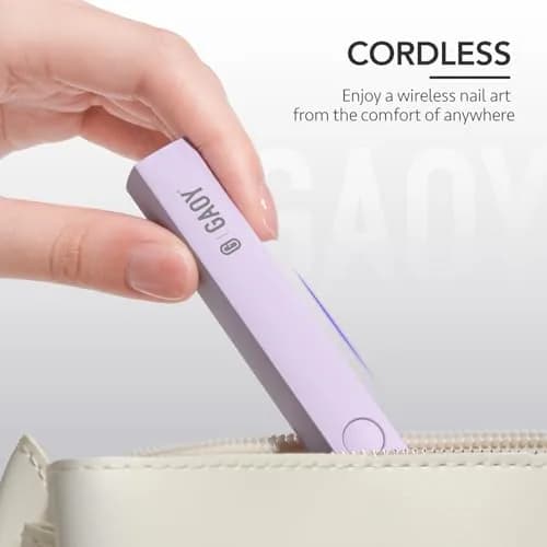 GAOY Handheld UV LED Nail Lamp for Gel Polish Curing 5.39in (13.7cm) Pale Purple | Quick Dry Cordless Manicure Tool thumbnail 6