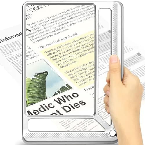 AKKYCVS 5X Full Page Magnifying Glass with Handle, 12.7cm x 17.8cm (5" x 7") Viewing Area | Lightweight Handheld Magnifier for Seniors & Low Vision thumbnail 1