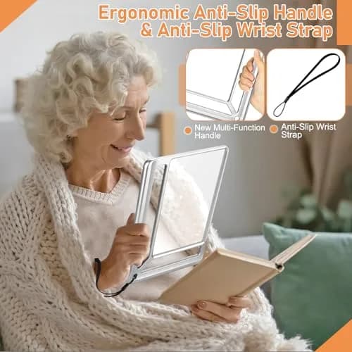 AKKYCVS 5X Full Page Magnifying Glass with Handle, 12.7cm x 17.8cm (5" x 7") Viewing Area | Lightweight Handheld Magnifier for Seniors & Low Vision thumbnail 3