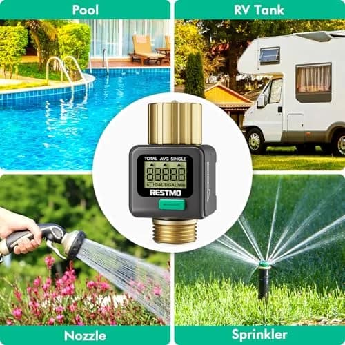 Restmo Water Flow Meter with Brass Inlet/Outlet, Measure Gallon/Liter Consumption & Flow Rate | 1-45.5 LPM (1-12 GPM) thumbnail 7
