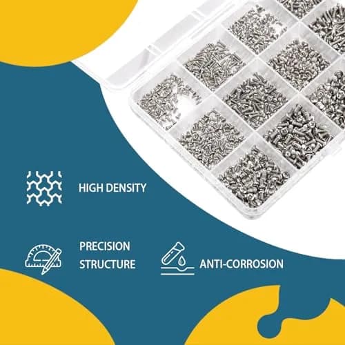 woshilaoDS 1140 Pcs Tiny Screws Assortment Kit M1.4-M3 | Carbon Steel Mini Screws for Electronics & Watches thumbnail 5
