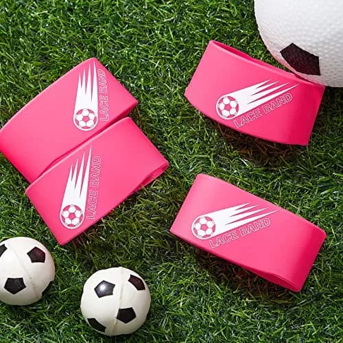Patelai Pink 4 Pcs Soccer Lace Band Cleat Cover Youth Adult | Elastic Rubber for Secure Laces thumbnail 7