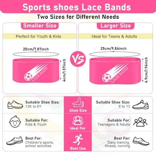 Patelai Pink 4 Pcs Soccer Lace Band Cleat Cover Youth Adult | Elastic Rubber for Secure Laces thumbnail 2