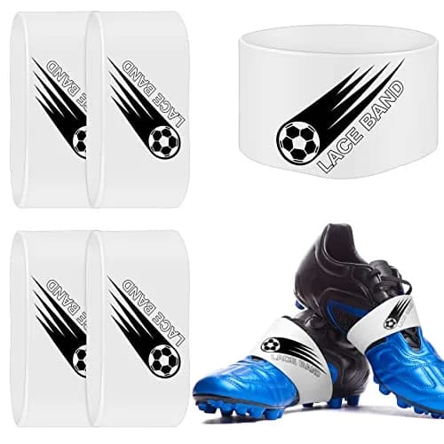 Patelai White 4 Pcs Soccer Lace Band Cleat Cover Youth Adult | Prevents Shoelace Loosening During Play thumbnail 1
