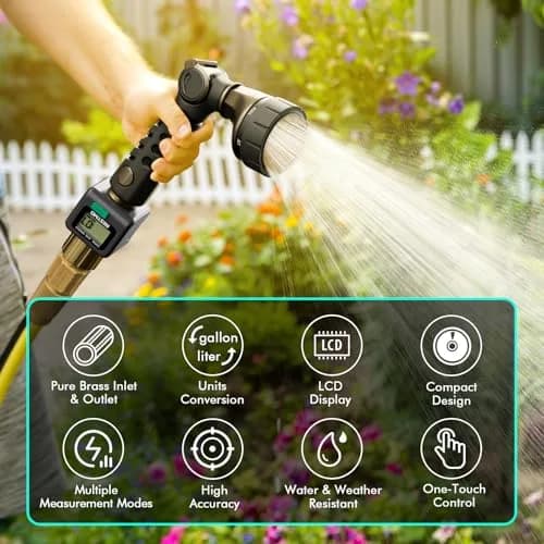 Restmo Water Flow Meter 2 Pack | 0.3-12 GPM (1-45.5 LPM) Flow Rate, 99999 Gal (99999 L) Max Consumption, IPX6 Waterproof thumbnail 3