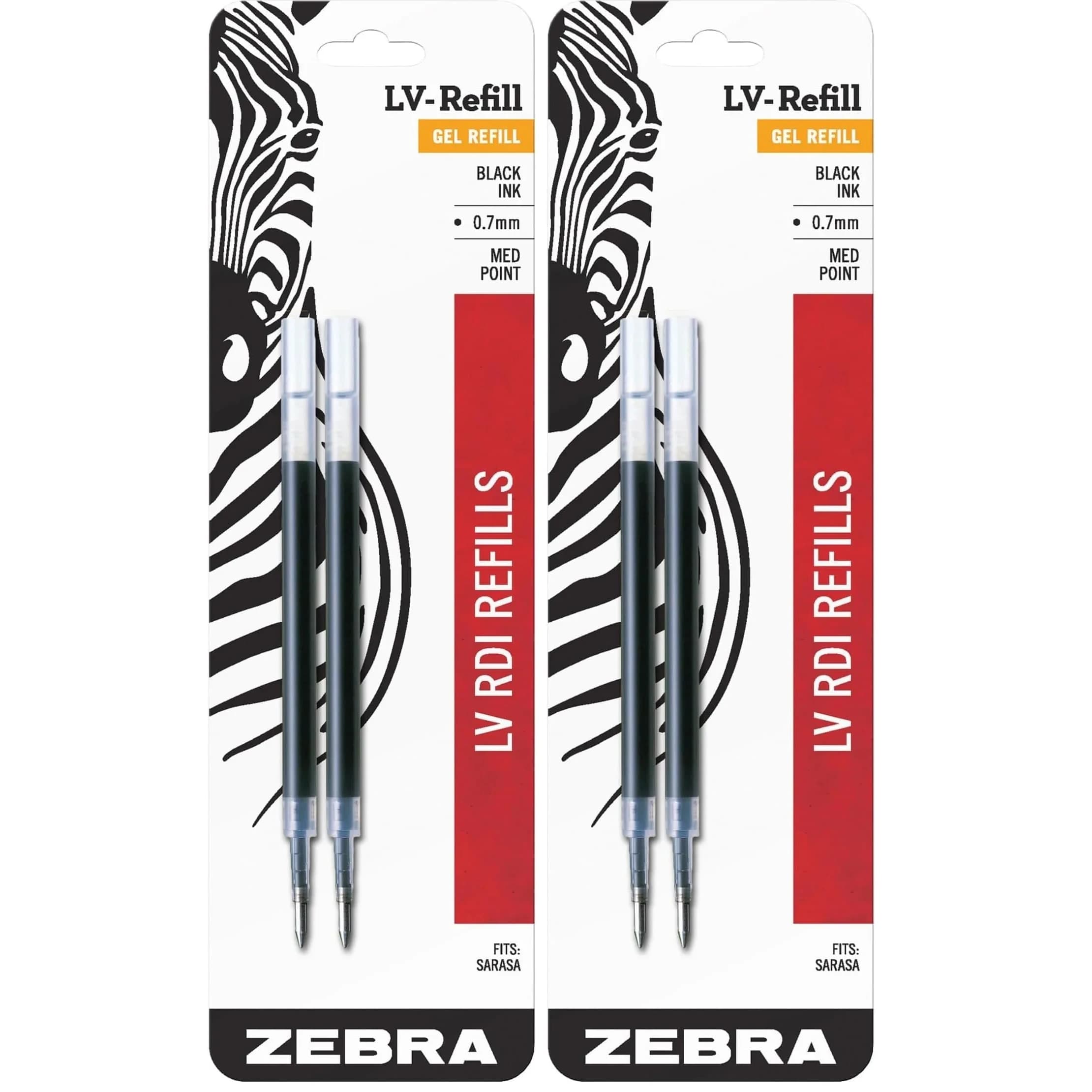 Zebra Pen SARASA Retractable Gel Refill, Black Ink, 0.7mm, 2-Pack | Smooth Ink Flow — Black