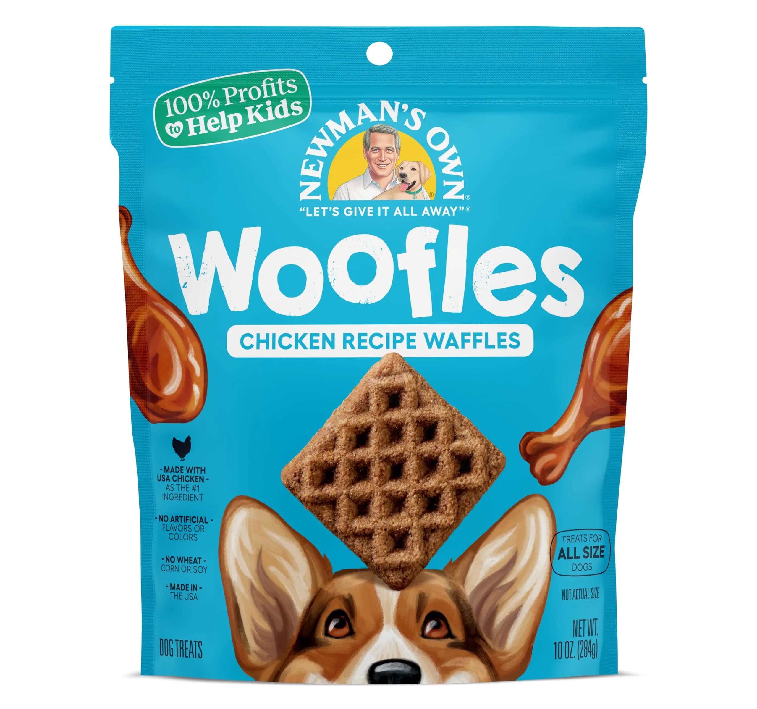 Newman's Own Chicken Recipe Woofles Waffle Dog Treats 10 oz | Wholesome U.S. Chicken Dog Snacks