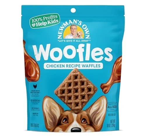 Newman's Own Chicken Recipe Woofles Waffle Dog Treats 10 oz | Wholesome U.S. Chicken Dog Snacks thumbnail 1