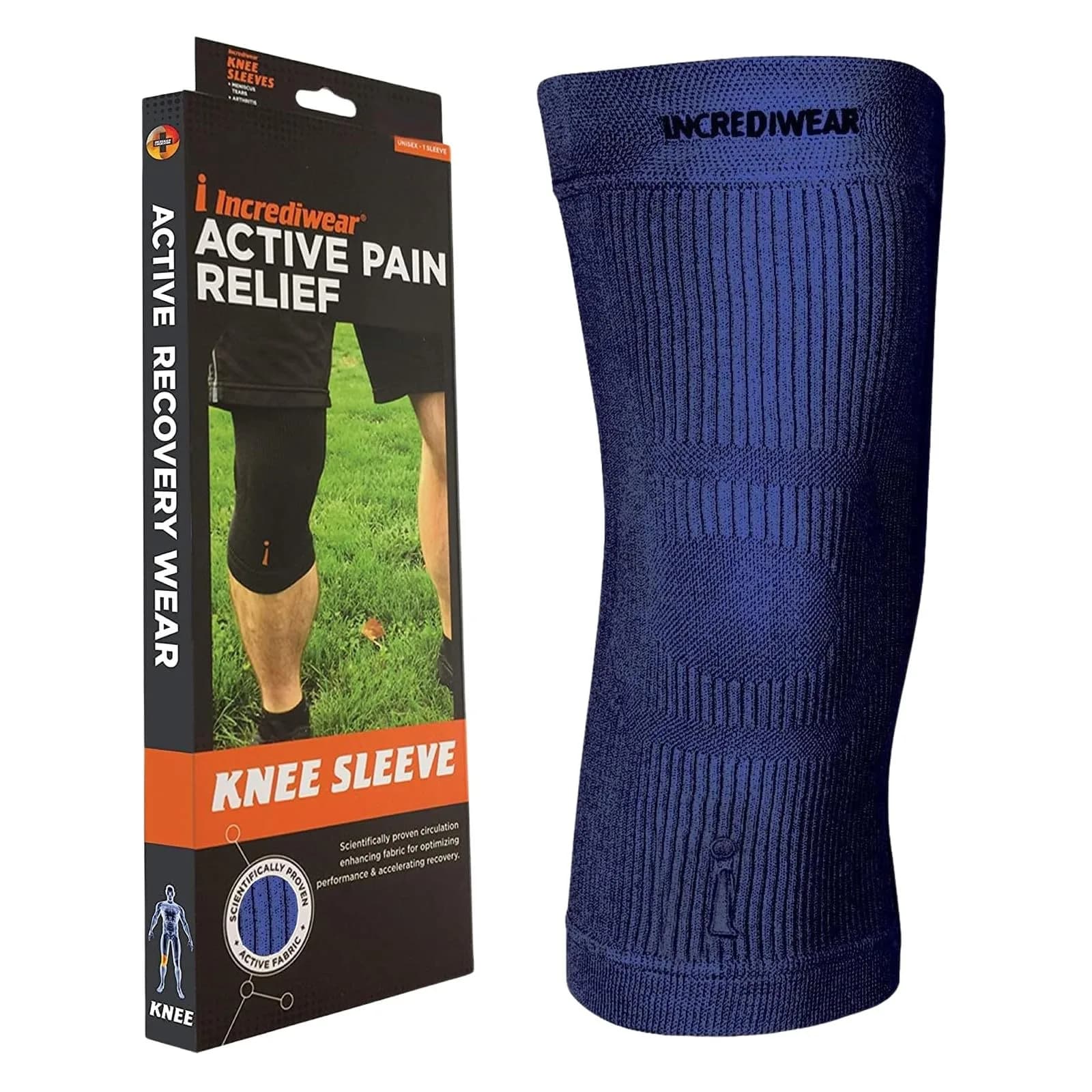 Incrediwear Knee Sleeve Large Navy | Infrared Knee Support for Pain Relief & Circulation
