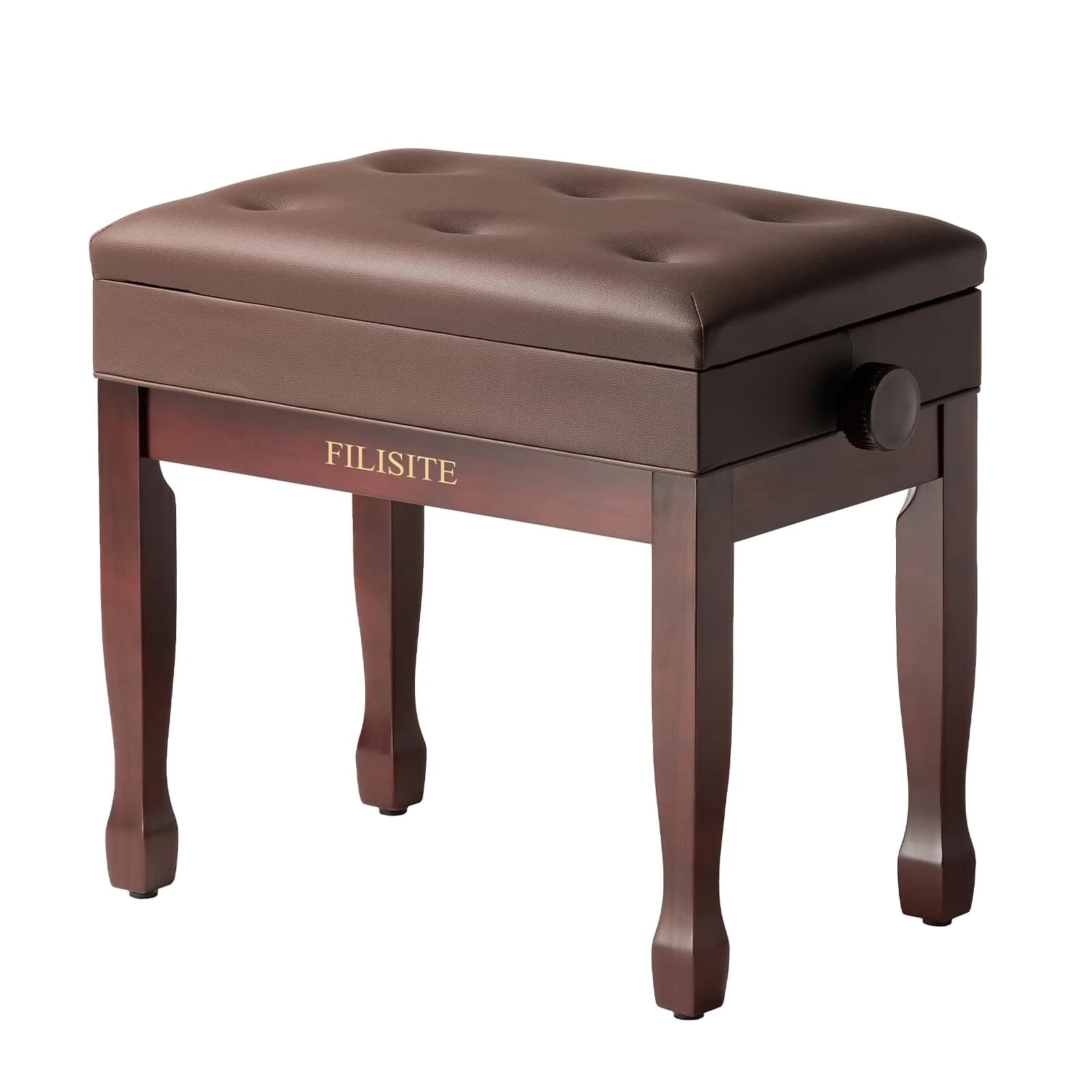 FILISITE Adjustable Height Piano Bench Stool with Music Storage (Brown) | 49cm-59cm Height Range — Brown