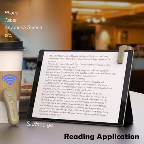 SK SYUKUYU RF Remote Page Turner for Kindle, iPad, Tablets & Phones | Light Brown, 30m Range thumbnail 5