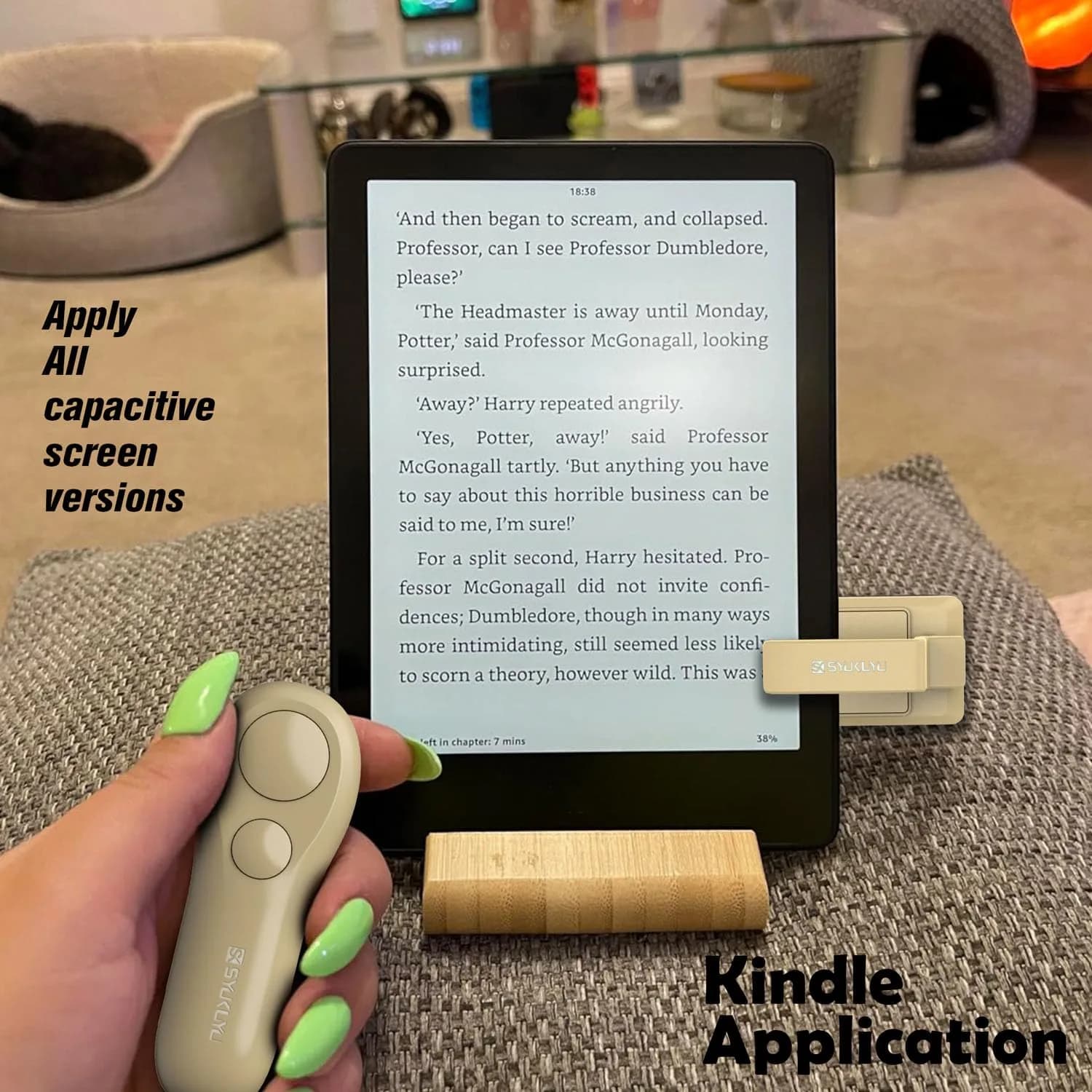 SK SYUKUYU RF Remote Page Turner for Kindle, iPad, Tablets & Phones | Light Brown, 30m Range - view 3