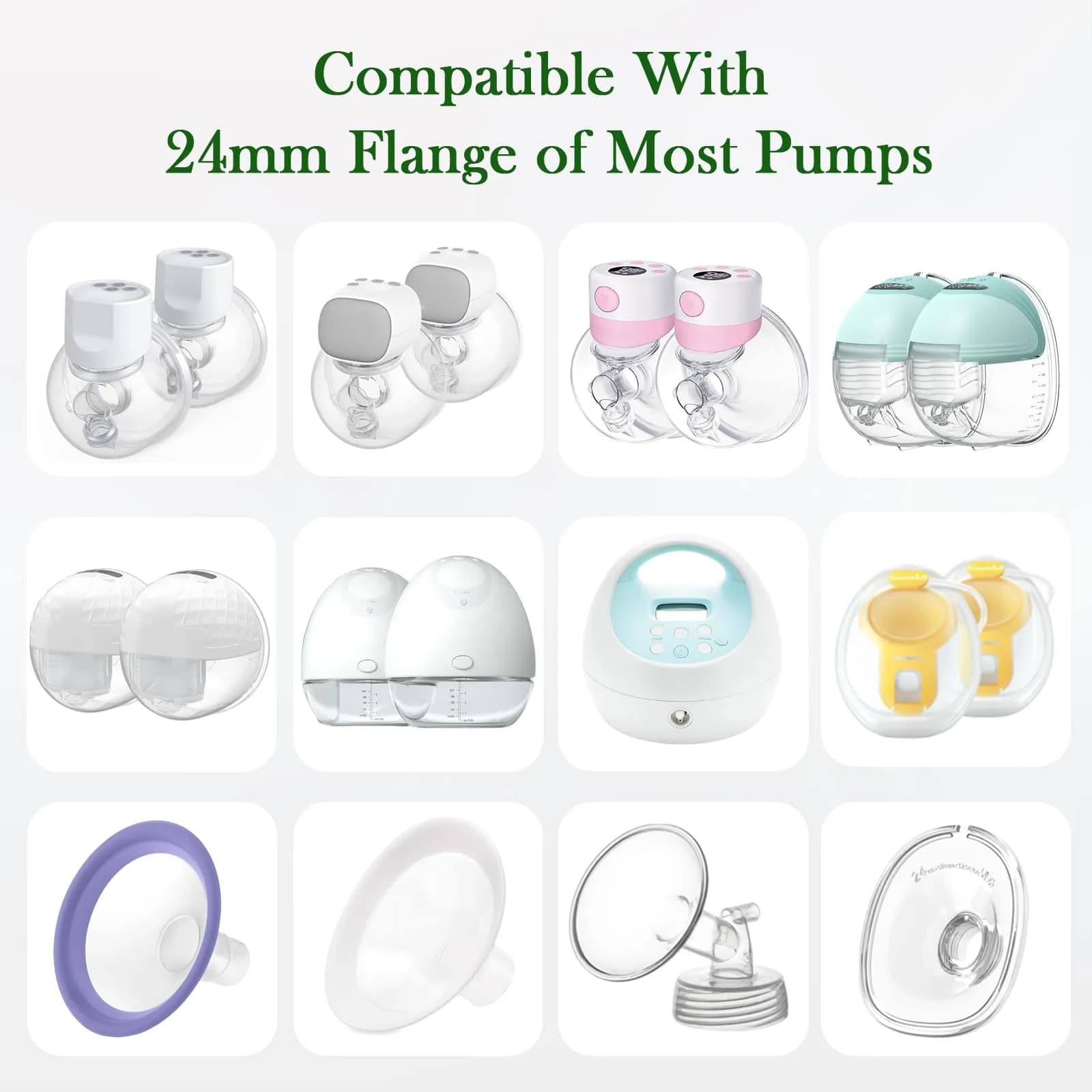 Dwelio Flange Sizing Kit with 10PCS 13/15/17/19/21mm Flange Inserts | Customizable Fit for Breast Pumps - view 2