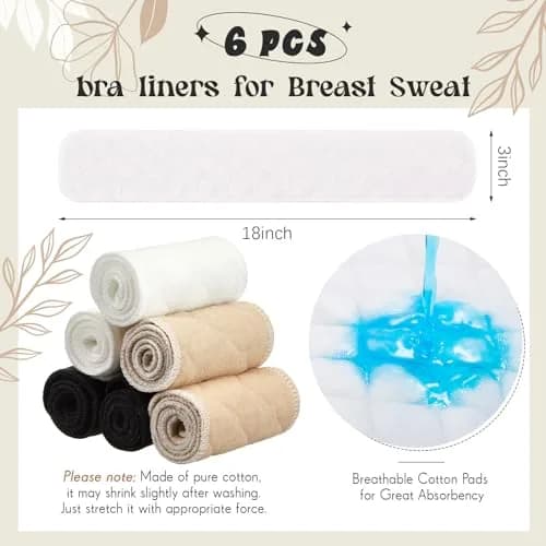 Toulite Cotton Bra Liners Sweat Pads Medium | Breathable, Reusable & Soft thumbnail 2