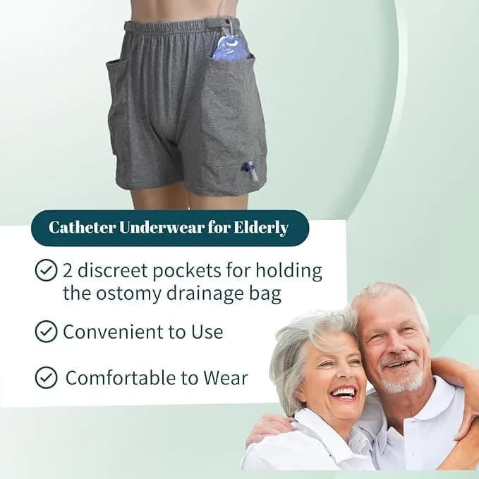 Lmaray Ostomy Drainage Bag Shorts for Men and Women 2XL | Discreet Urine Bag Pants thumbnail 2