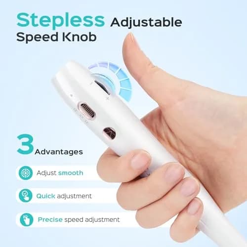 COSLUS Cordless Electric Nail Drill Machine White | Stepless Speed Knob for Acrylic Gel Dip Powder Polish, Professional Portable Manicure Pedicure Kit Rechargeable (5V Input, 6 Hours Use) thumbnail 3