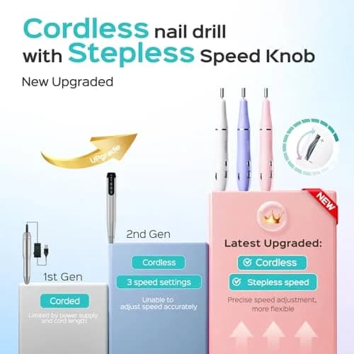 COSLUS C42 Cordless Nail Drill File with Stepless Precise Speed Control & USB-C Charging | 20000 RPM thumbnail 2
