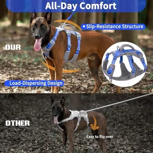 Huntboo Escape Proof Dog Harness with Lift Handle, Sea Blue M | Breathable, Reflective, Adjustable Vest for Small, Medium, Large Dogs thumbnail 5