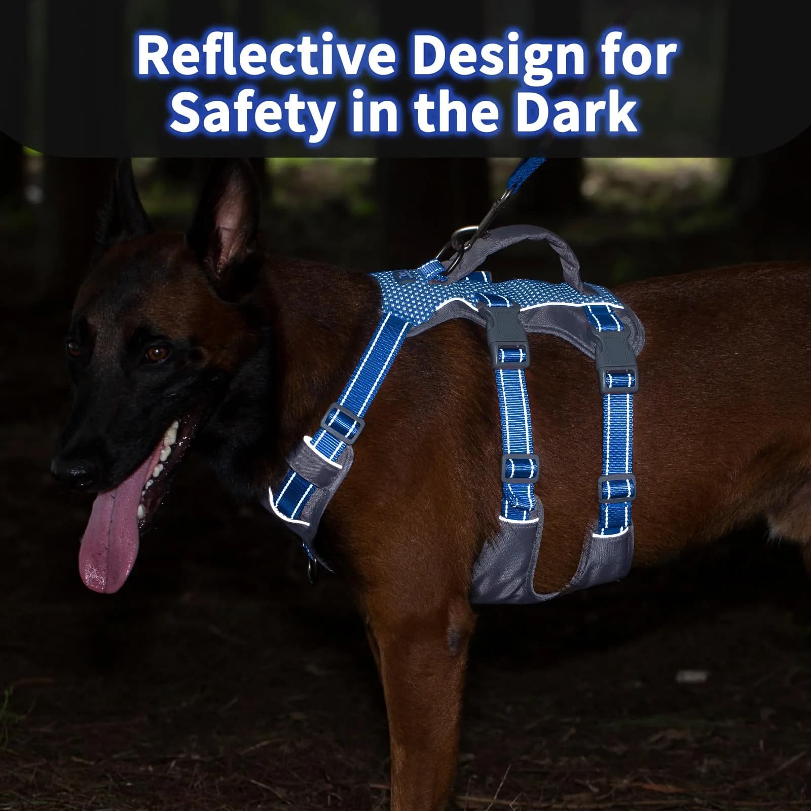 Huntboo Escape Proof Dog Harness with Lift Handle, Sea Blue M | Breathable, Reflective, Adjustable Vest for Small, Medium, Large Dogs - view 2