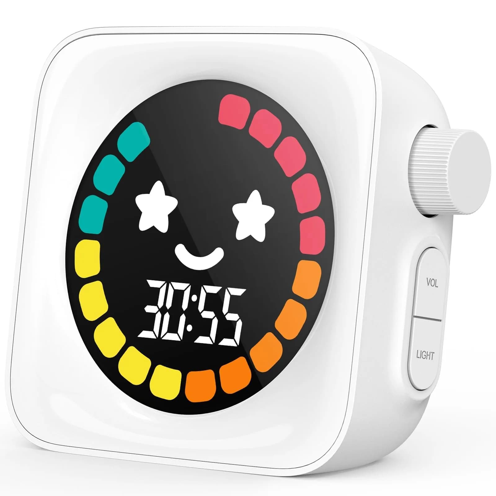 HAUKINIX White Visual Timer for Kids ADHD, 99-min Digital Countdown/Stopwatch Timer, 7.4cm x 7.4cm x 1.8cm (3" x 3" x 0.7") | Time Management Tool for Autism Homeschool Study Teaching - main product image