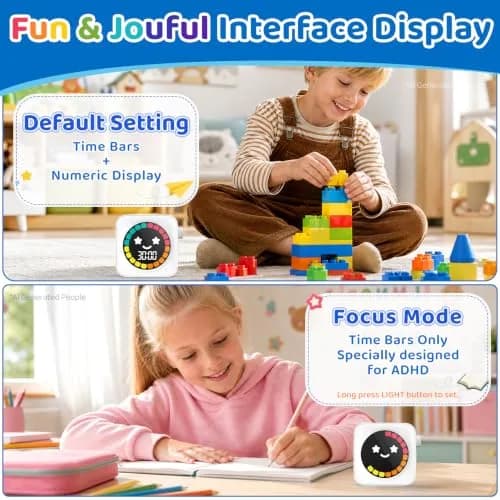 HAUKINIX White Visual Timer for Kids ADHD, 99-min Digital Countdown/Stopwatch Timer, 7.4cm x 7.4cm x 1.8cm (3" x 3" x 0.7") | Time Management Tool for Autism Homeschool Study Teaching thumbnail 4