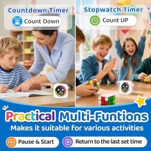 HAUKINIX White Visual Timer for Kids ADHD, 99-min Digital Countdown/Stopwatch Timer, 7.4cm x 7.4cm x 1.8cm (3" x 3" x 0.7") | Time Management Tool for Autism Homeschool Study Teaching thumbnail 6