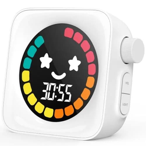HAUKINIX White Visual Timer for Kids ADHD, 99-min Digital Countdown/Stopwatch Timer, 7.4cm x 7.4cm x 1.8cm (3" x 3" x 0.7") | Time Management Tool for Autism Homeschool Study Teaching thumbnail 1