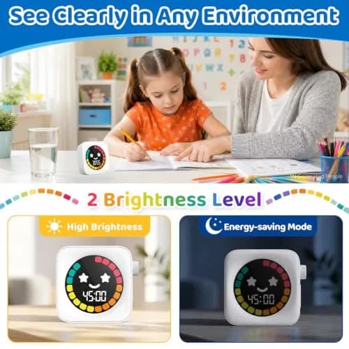 HAUKINIX White Visual Timer for Kids ADHD, 99-min Digital Countdown/Stopwatch Timer, 7.4cm x 7.4cm x 1.8cm (3" x 3" x 0.7") | Time Management Tool for Autism Homeschool Study Teaching thumbnail 7