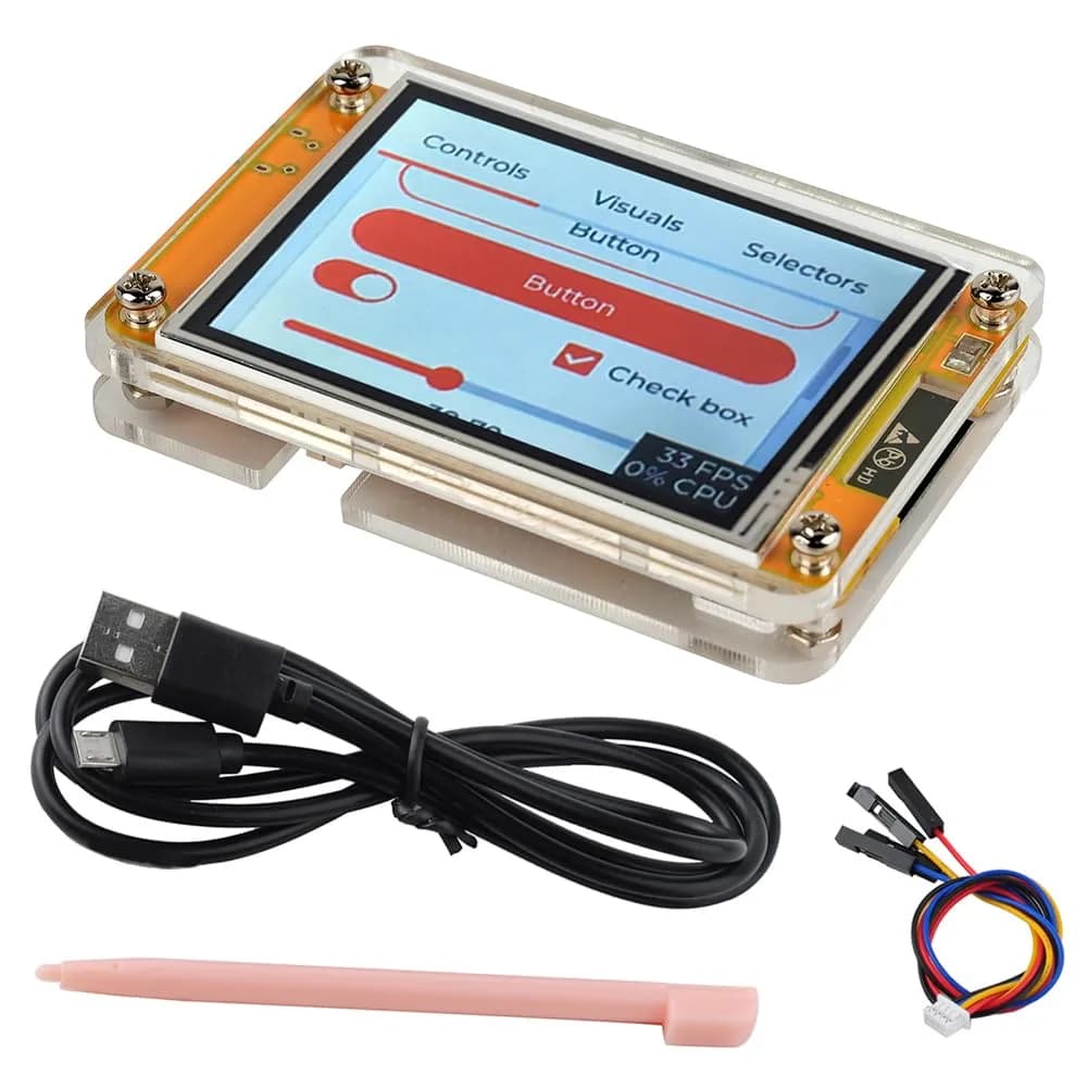 DIYmalls 2.8 inch ESP32-2432S028R Display Resistive Touchscreen LCD + Case | 320x240 TFT with 5V Power — Yellow