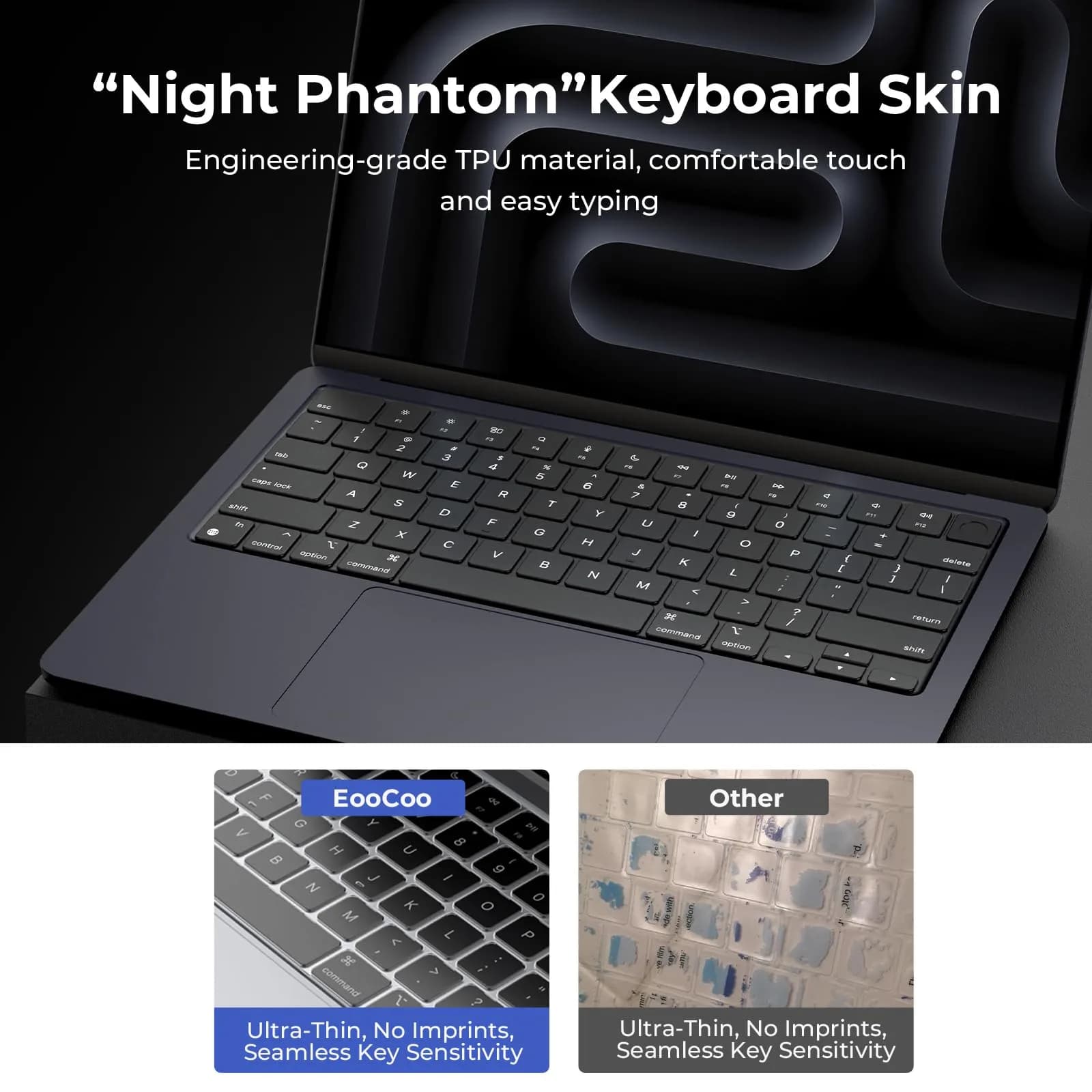 EooCoo Clear Keyboard Cover Skin Protector for MacBook Pro 14/16" & Air 13/15" | Ultra-Thin TPU - view 3