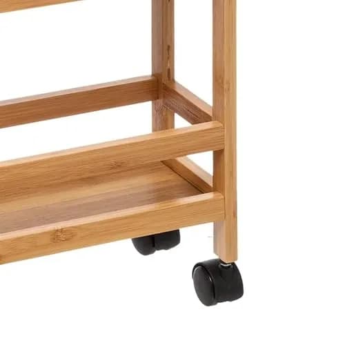 WELL HOME MOBILIARIO & DECORACIÓN Auxiliary Trolley with 3 Levels Wheels, Bamboo Kitchen Cart, Space Saving, 74.5cm thumbnail 8