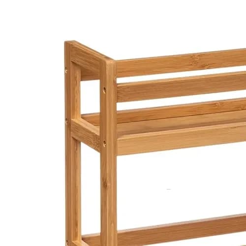 WELL HOME MOBILIARIO & DECORACIÓN Auxiliary Trolley with 3 Levels Wheels, Bamboo Kitchen Cart, Space Saving, 74.5cm thumbnail 9